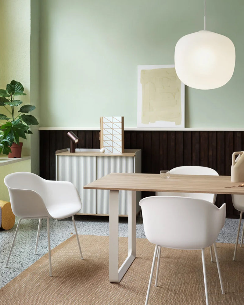 Enfold - Gray sideboard - Ribbed metal - Oak